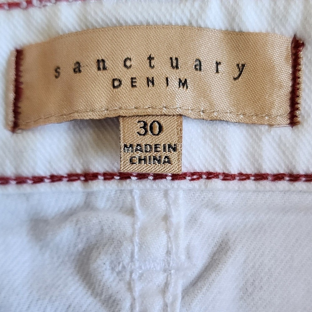 Sanctuary Womens Bermuda Denim White Stretch Mid-Length Nautical Shorts, 30 - Picture 2 of 7